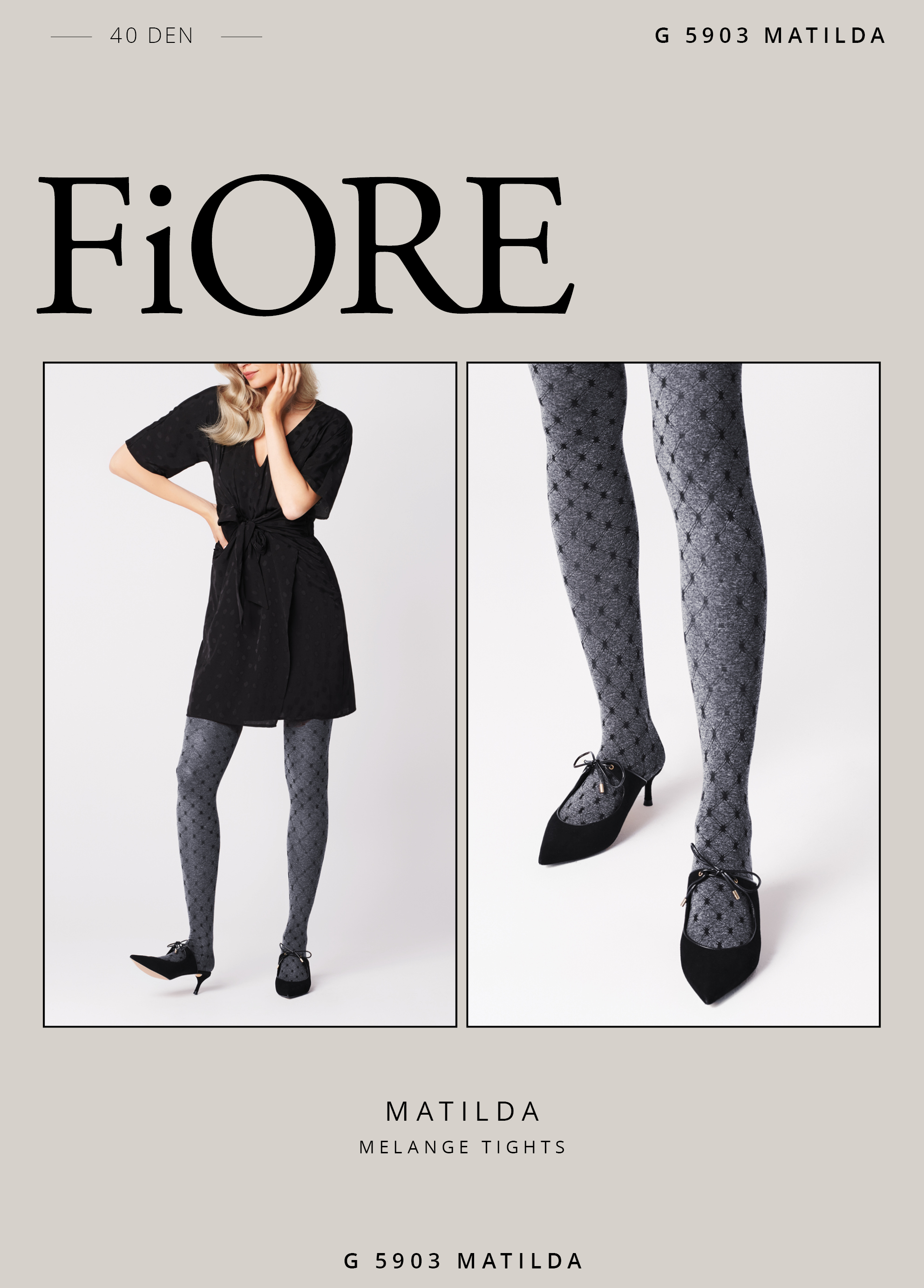 Punčochové kalhoty 40den Fiore MATILDA melange black