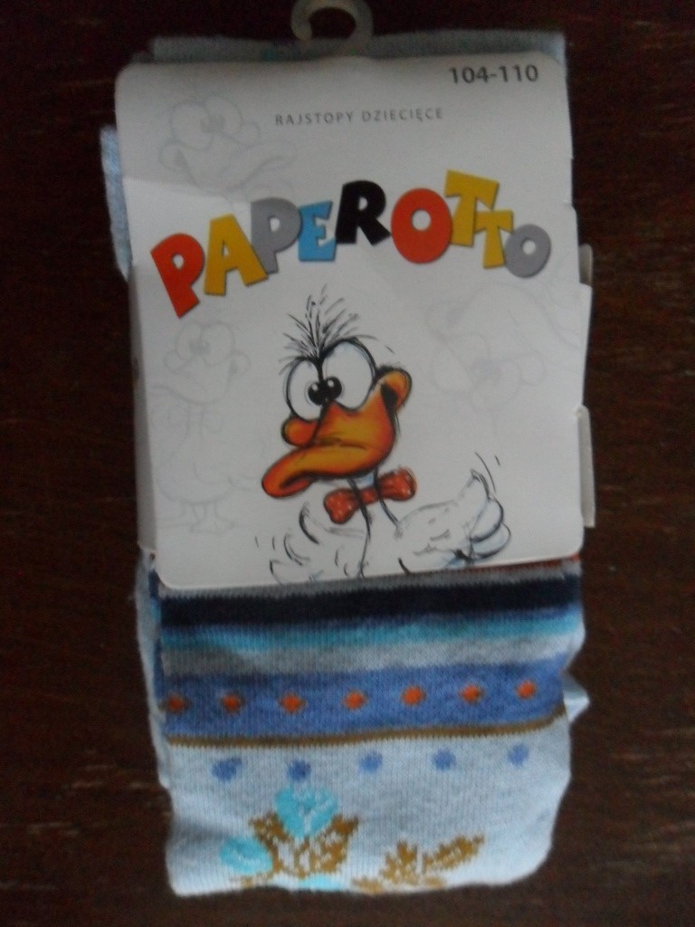 Dětské vzorované punčochové kalhoty Paperotto 104-110 světle modré s kytičkou