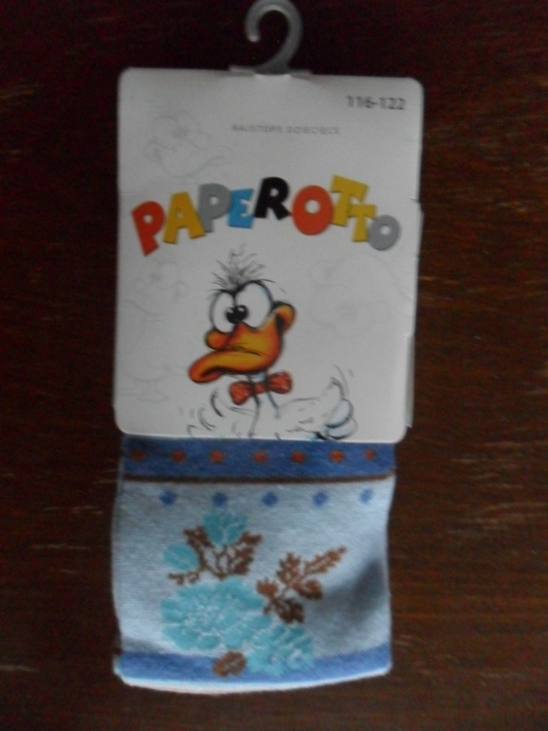 Dětské vzorované punčochové kalhoty Paperotto 116-122 světle modré