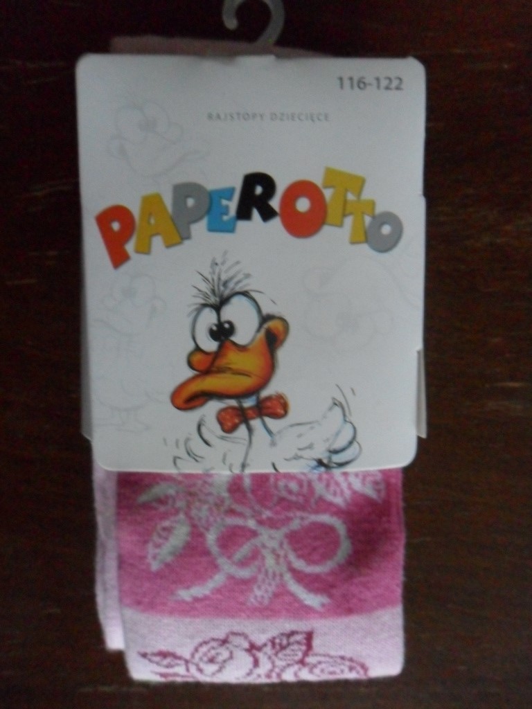 Dětské vzorované punčochové kalhoty Paperotto 116-122 růžové s ornamenty