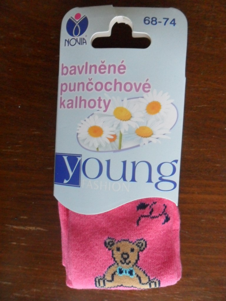 Dětské vzorované punčochové kalhoty Novia  růžové 68-74