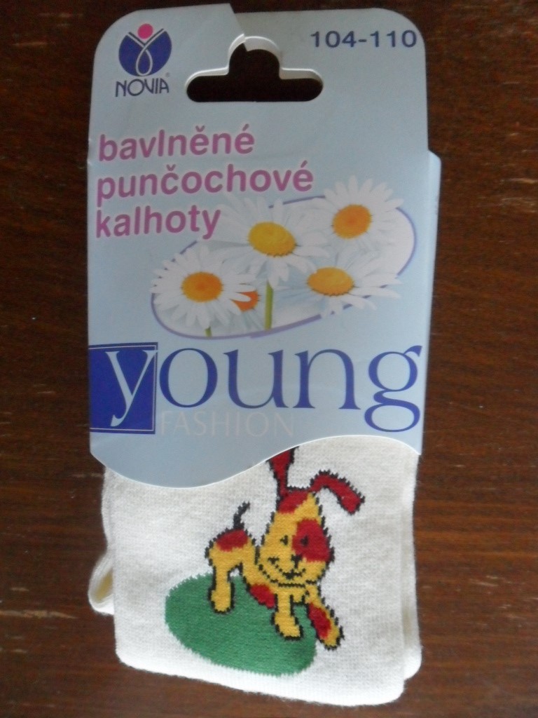 Dětské vzorované punčochové kalhoty Novia smetanové 104-110