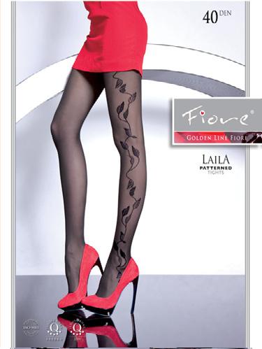 LAILA 40den-punčochové kalhoty FIORE black-černé 2-S