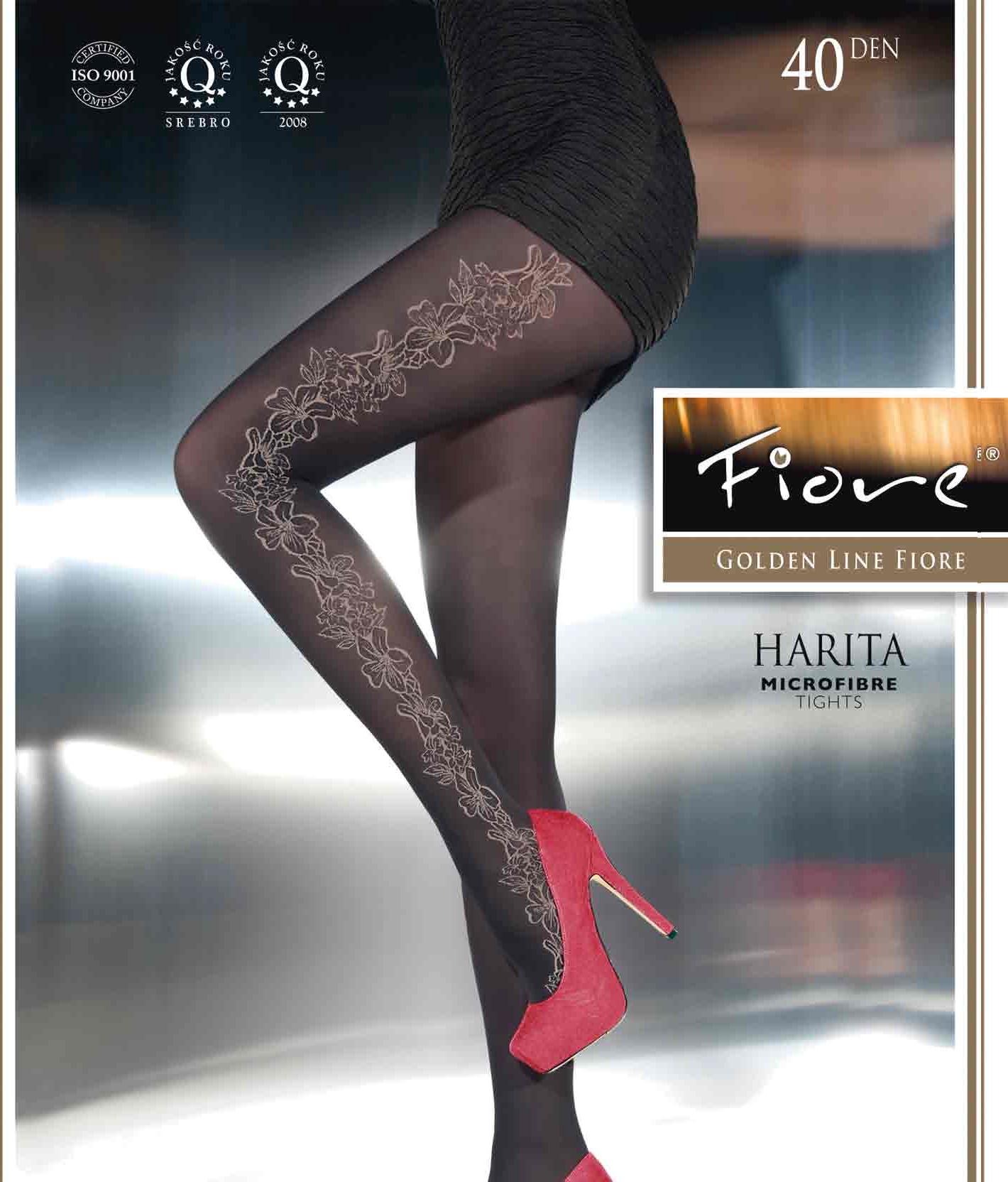 HARITA 40den-punčochové kalhoty FIORE black-černé 2-S