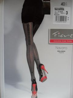 NAVARRA 40den-punčochové kalhoty Fiore black-černé 2-S