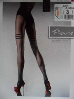 PRISCILLA 40den-punčochové kalhoty Fiore black-černé 3-M