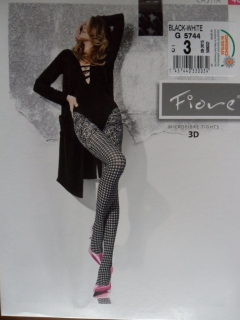 CASTIA 40den-punčochové kalhoty Fiore black-white 3-M