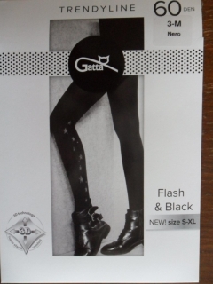 Gatta Flash&black 02 60 den Punčochové kalhoty nero-černé 5-XL