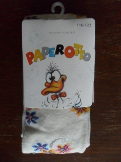 Dětské vzorované punčochové kalhoty Paperotto 116-122 smetanové