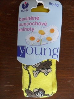 Dětské vzorované froté punčochové kalhoty Novia žluté 80-86