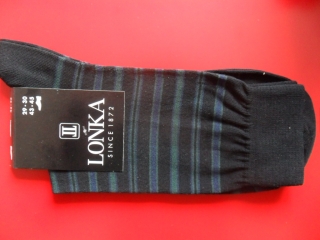 DATUSEN-pánské ponožky LONKA černé a modré pruhy 43-45 (29-30) 