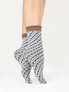 Fiore Cute knit 40 den G1136 Ponožky white-brown uni